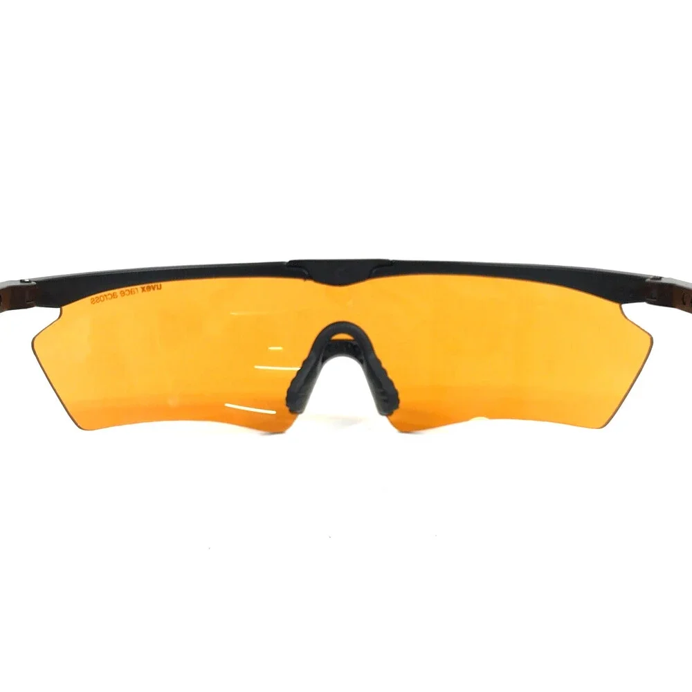 Vintage Uvex Sunglasses Race Across Matte Black Wrap Frame Orange Shield Lens